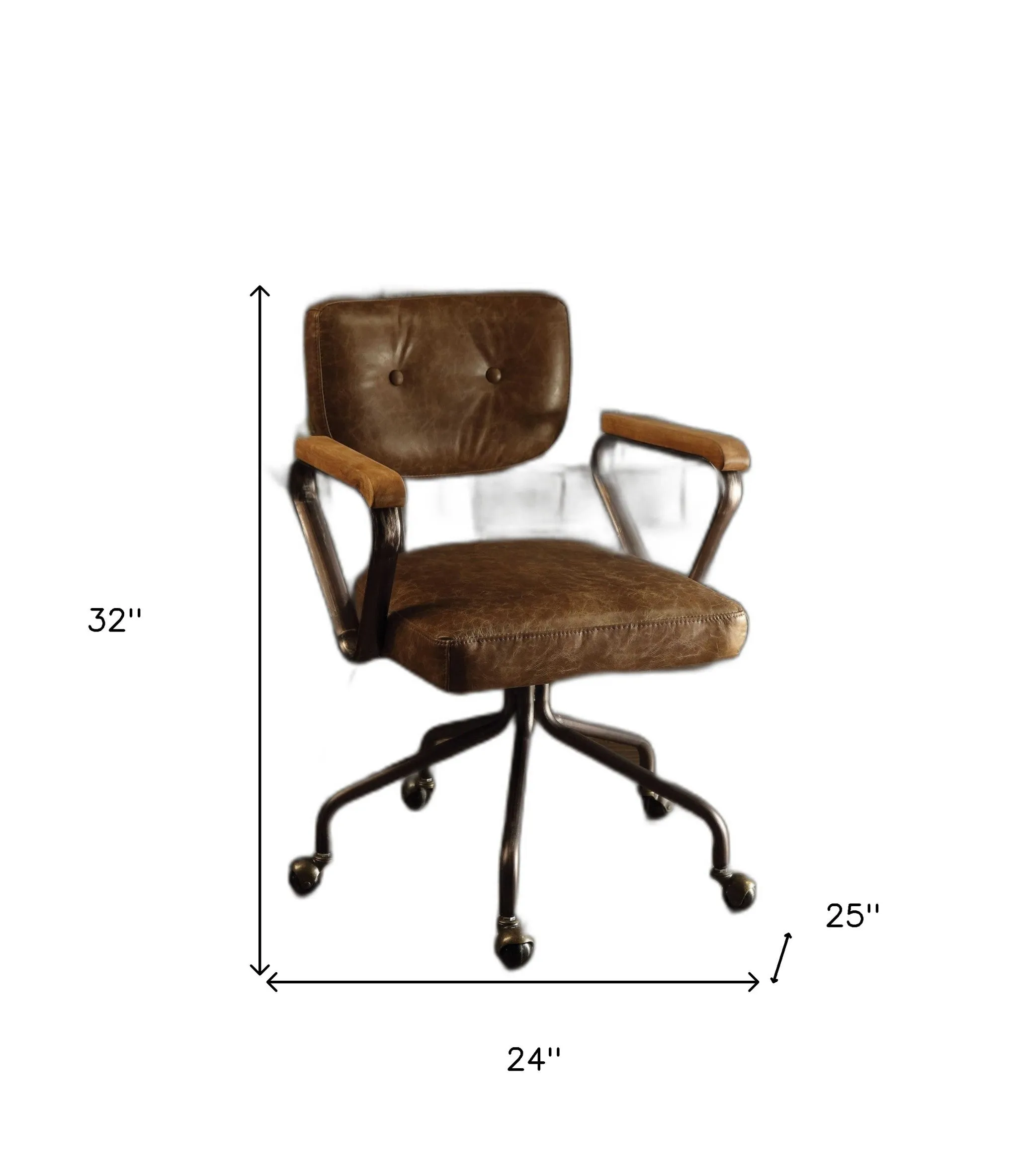 24 X 25 X 32 Vintage Whiskey  Leather Office Chair