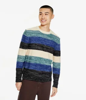 Aeropostale Mens' Space-Dye Stripe Crew Sweater - Blue - Size S - Cotton - Teen Fashion & Clothing Seaside Blue