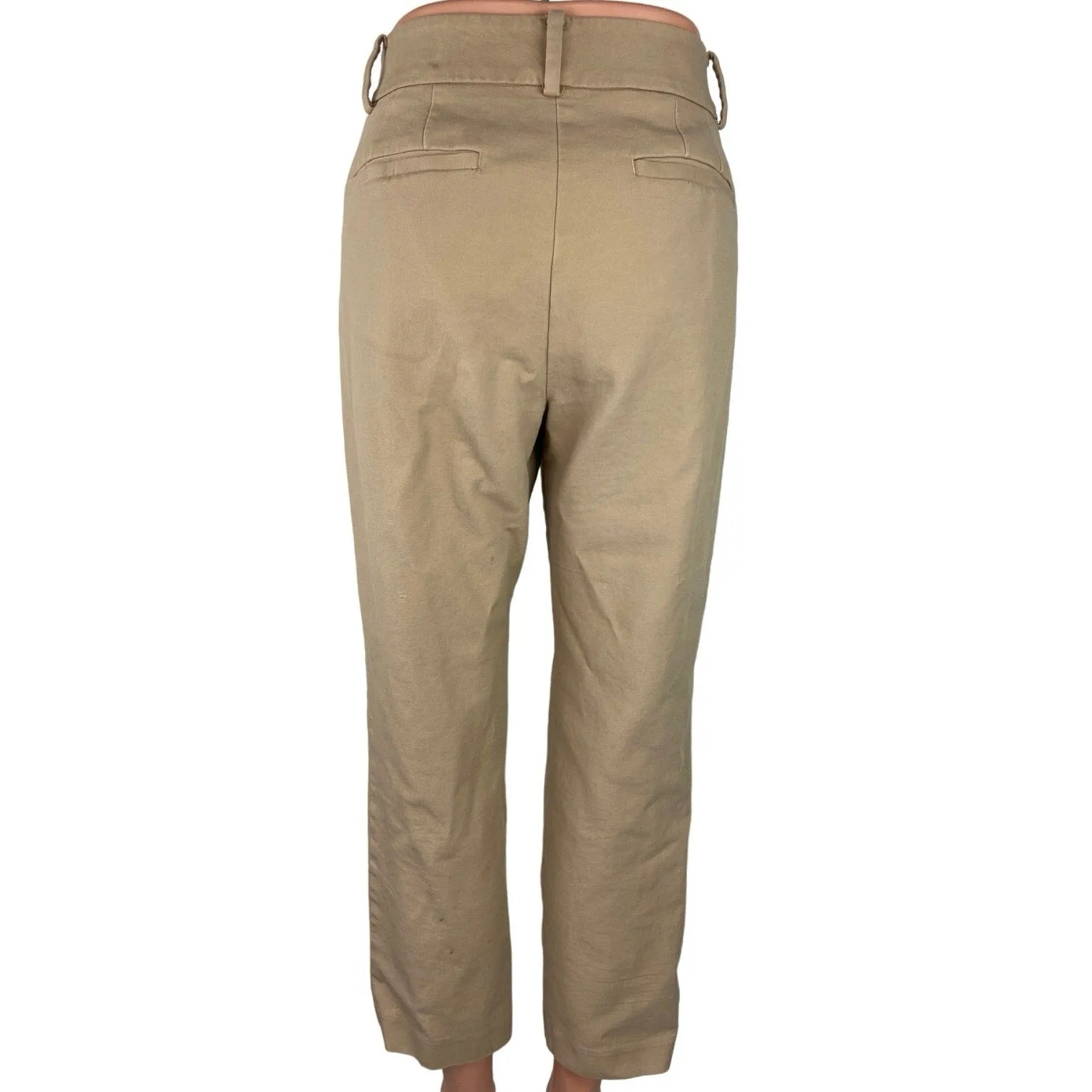 Ann Taylor Beige Mid Rise Straight Leg Chino Ankle Career Office Trouser Pants 8