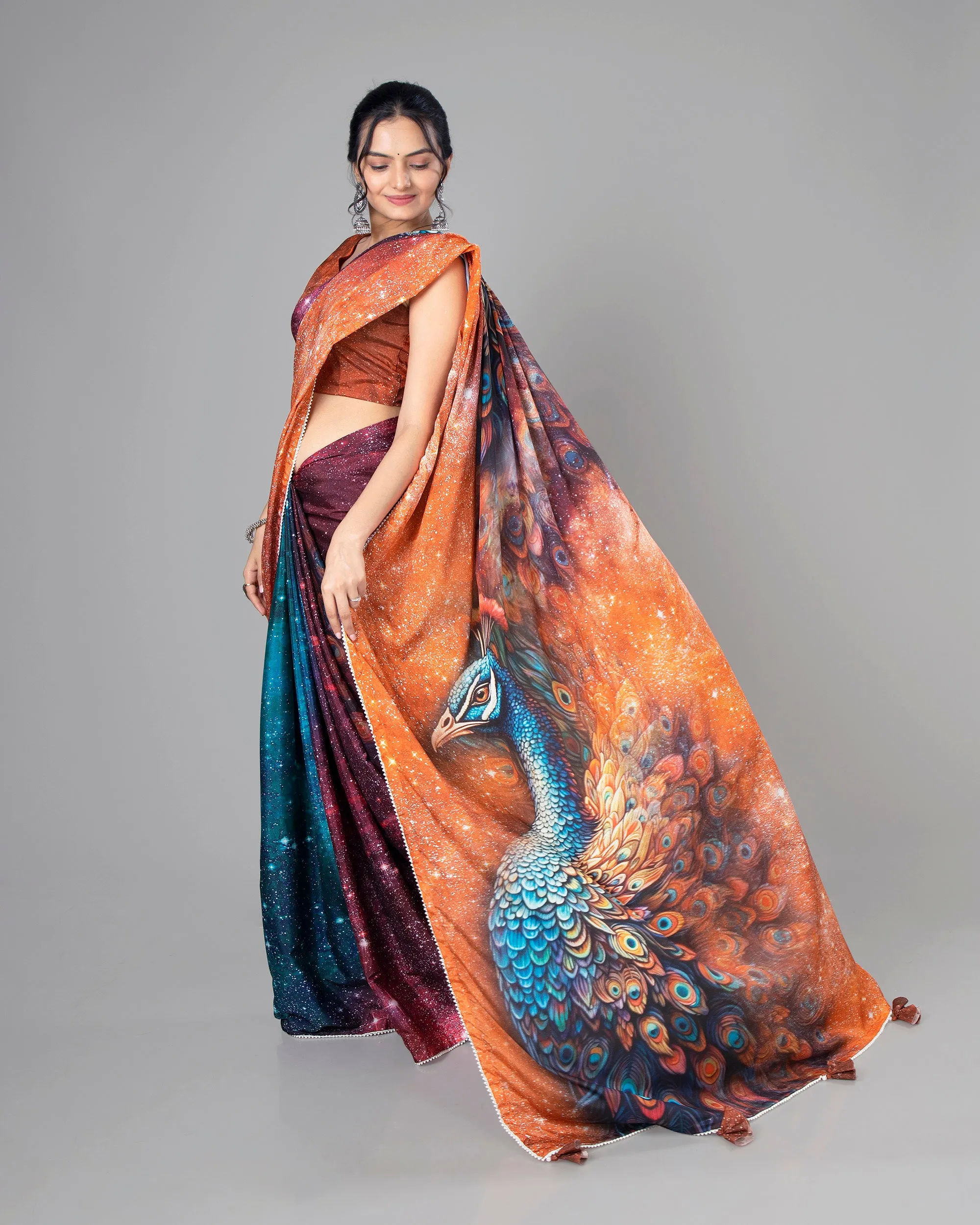 Attractive Peacock Designer Silk Saree