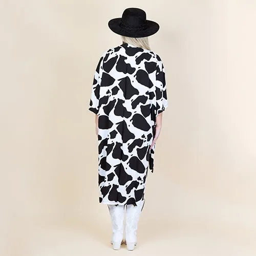 Black & White Cow Print kimono duster