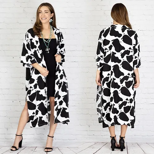 Black & White Cow Print kimono duster