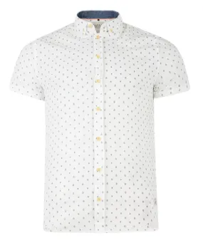 Blend Regular Fit Short Sleeve Pattern Shirt Off White