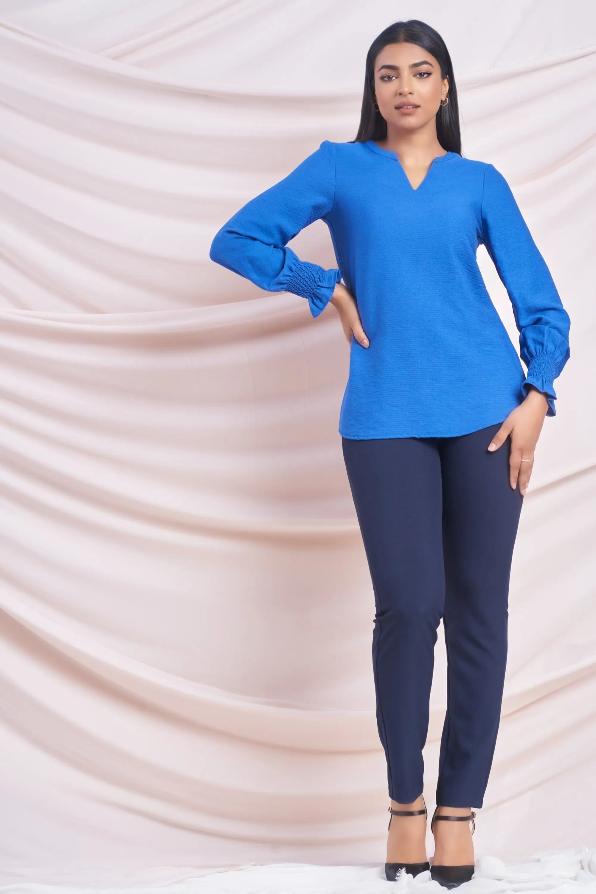 Blue Long Sleeve Top