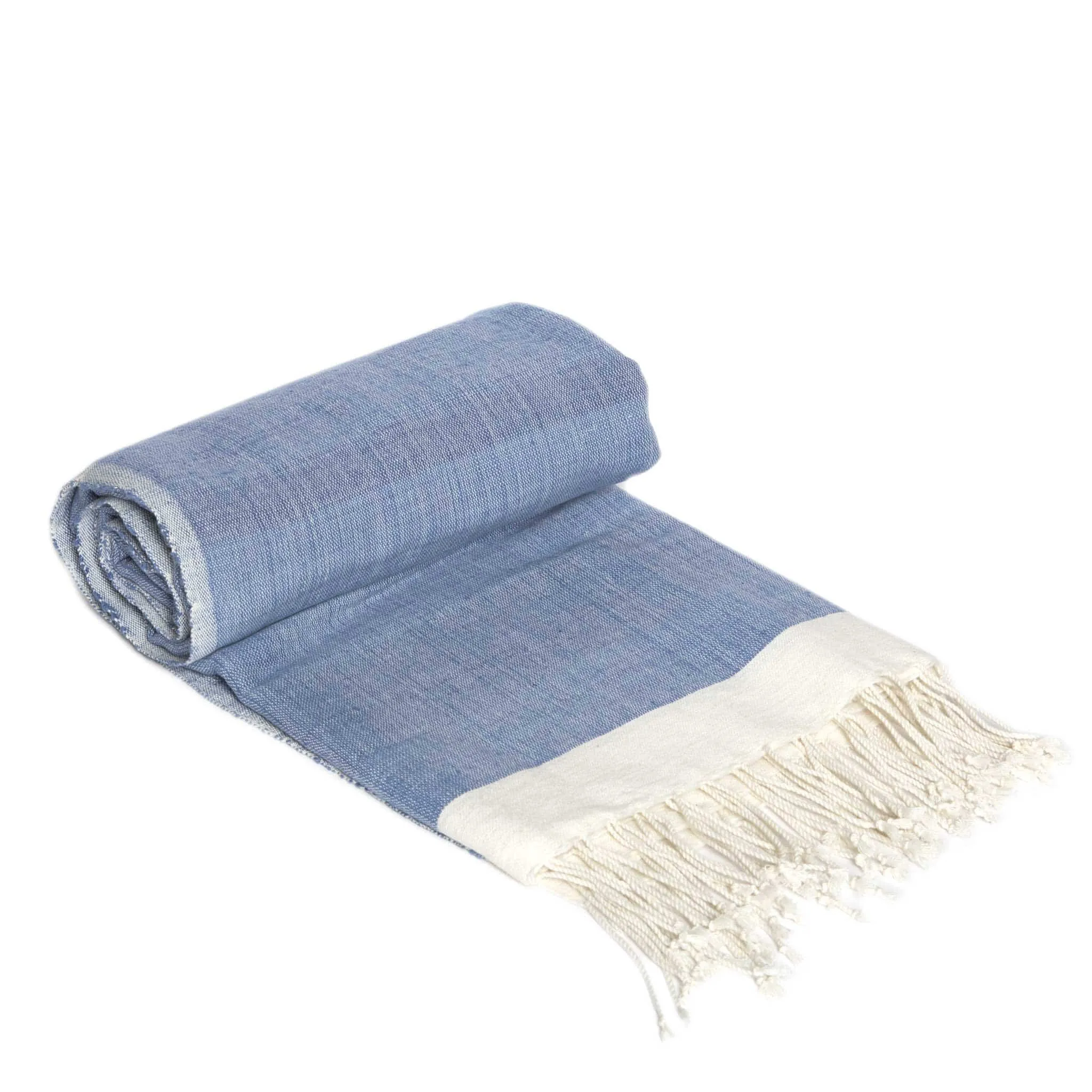 Cotton Beach Towel in Blue, Off White