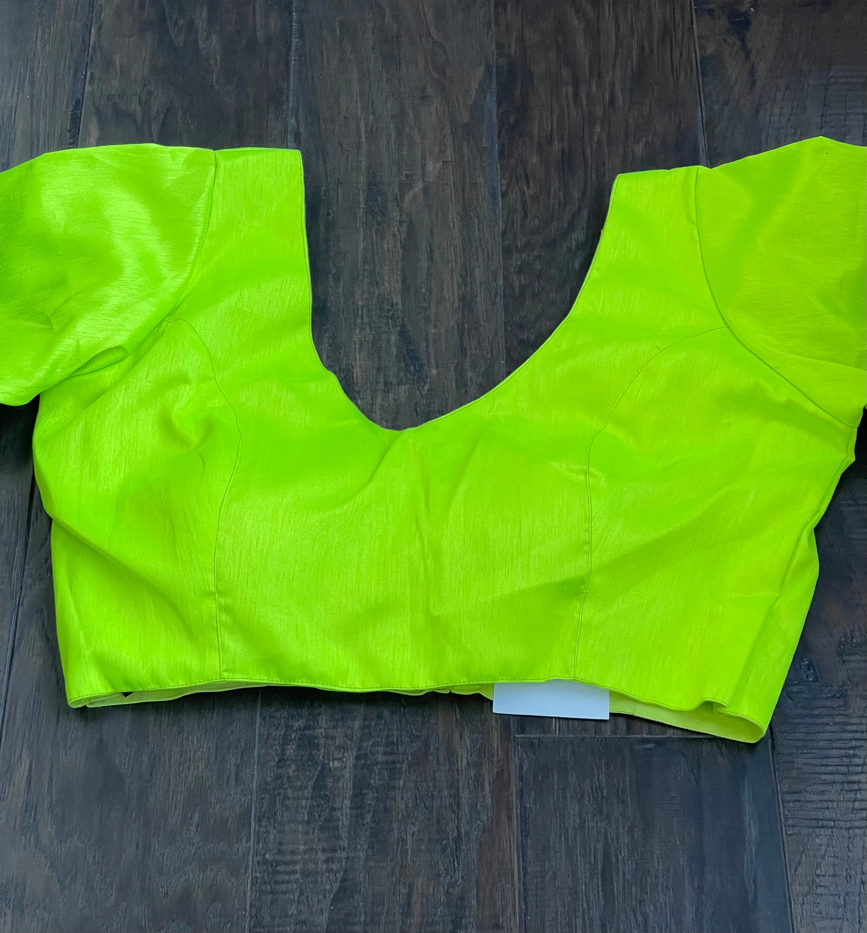 Designer Blouse - Fluorescent Green Raw Silk