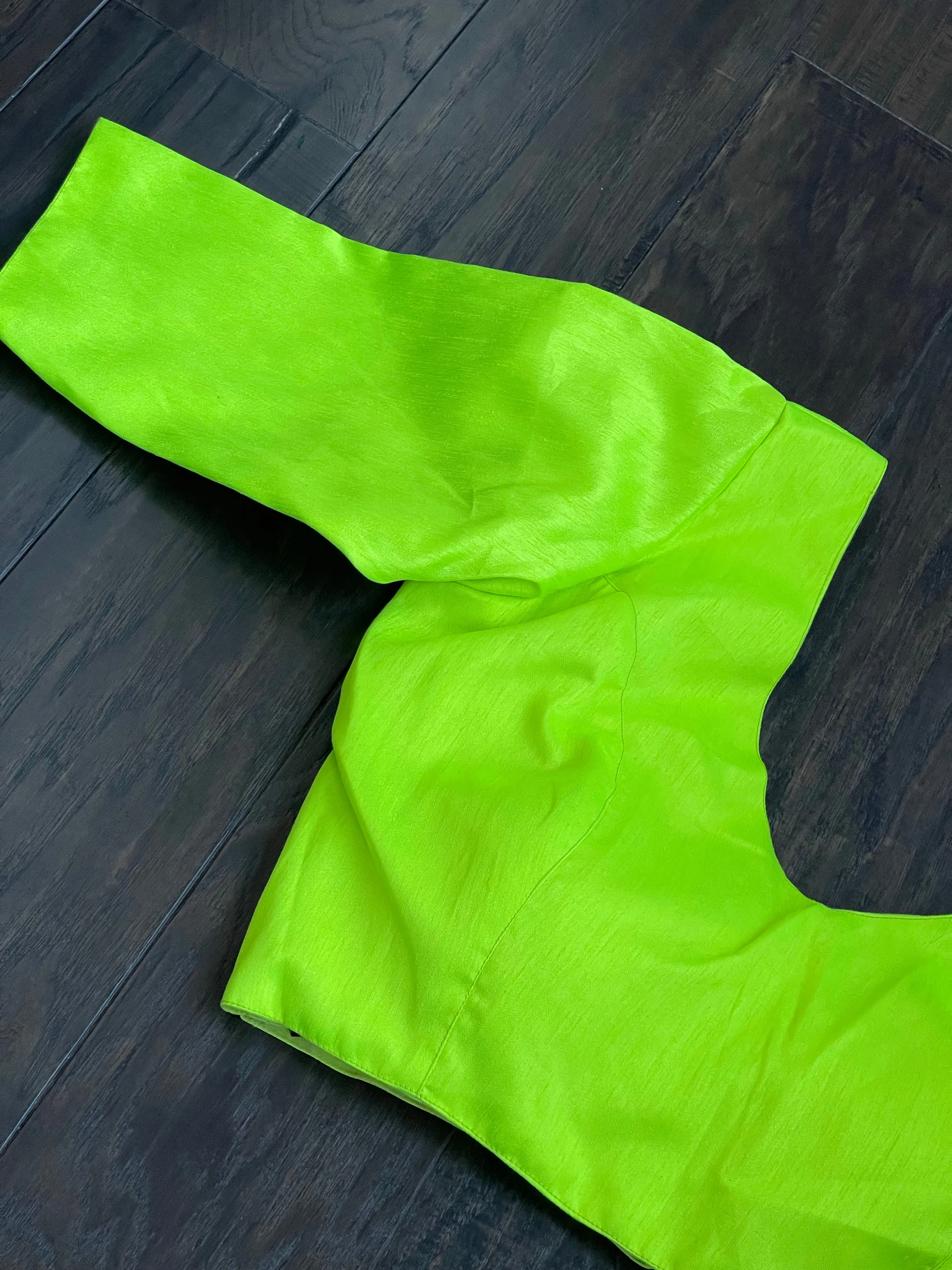 Designer Blouse - Fluorescent Green Raw Silk