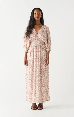 Dex Kimono Maxi Dress In Terracotta Ikat