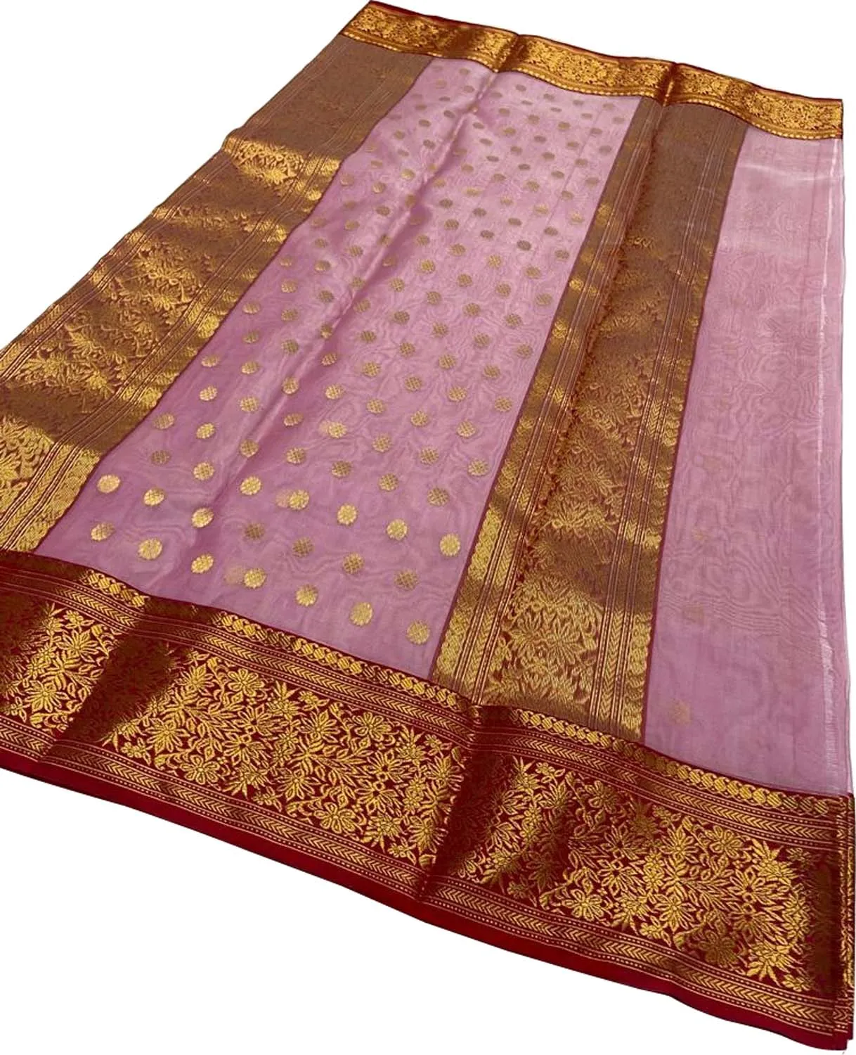 Elegant Pink Chanderi Handloom Pure Katan Silk Saree