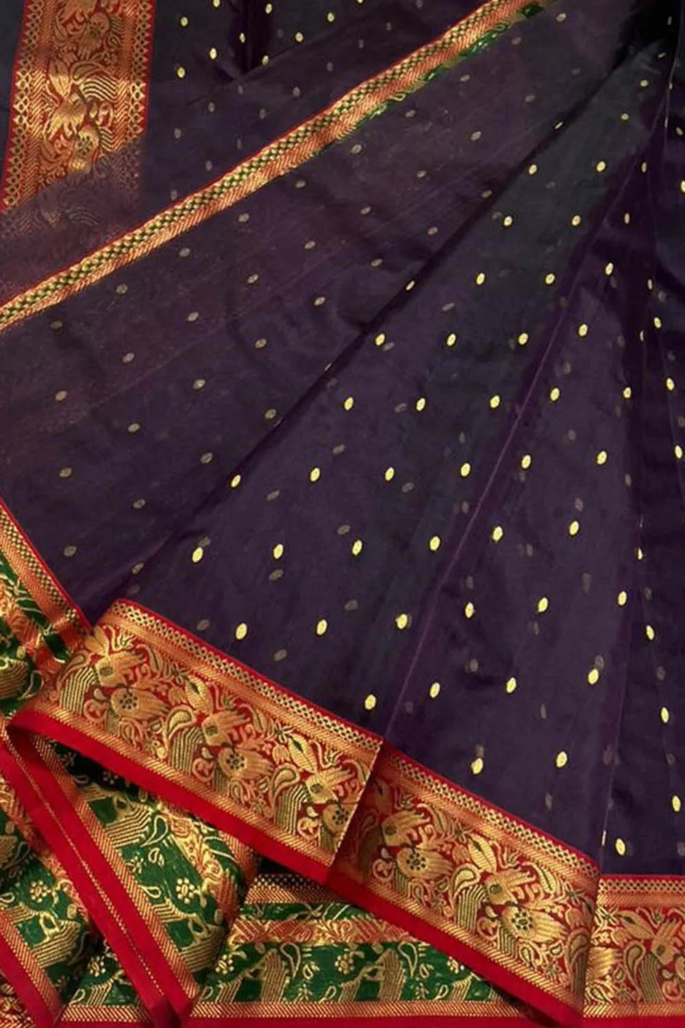 Elegant Purple Chanderi Handloom Pure Katan Silk Saree