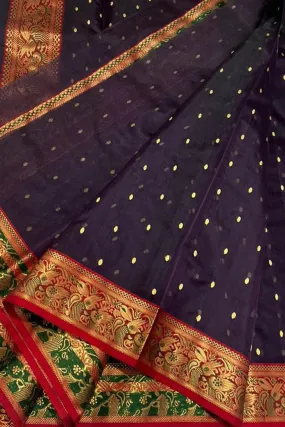 Elegant Purple Chanderi Handloom Pure Katan Silk Saree