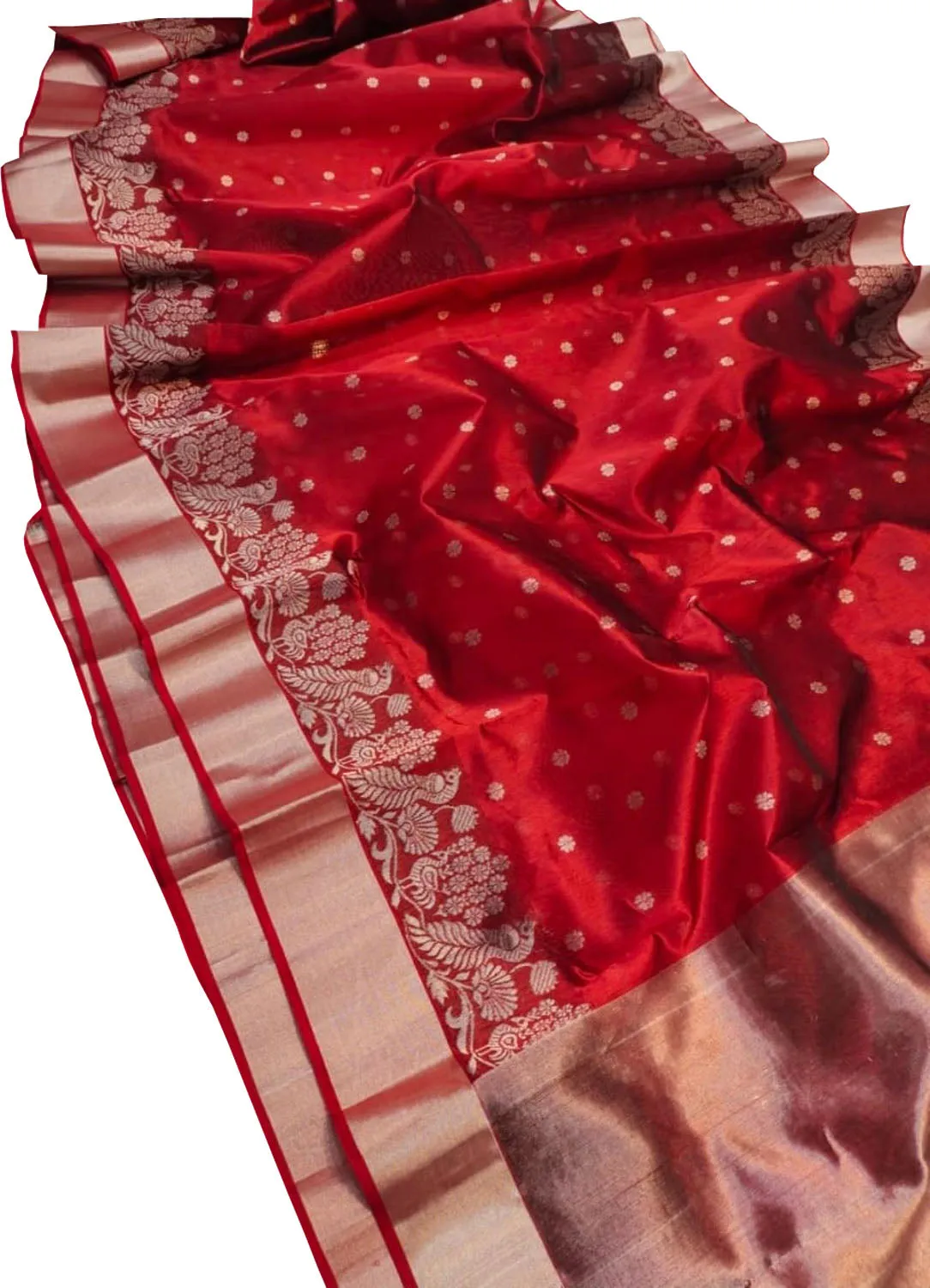 Elegant Red Chanderi Handloom Pure Silk Saree: A Timeless Classic