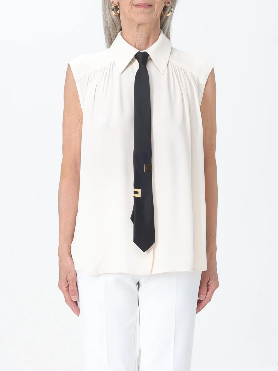 ELISABETTA FRANCHI  |Sleeveless Plain Office Style Elegant Style