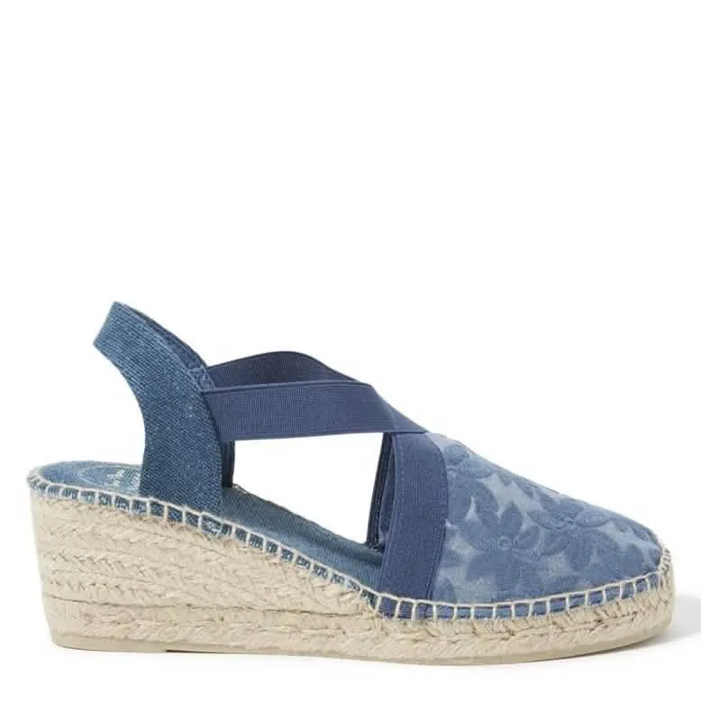 Embroidered Cotton Blend Wedge Espadrille for Women - Terra-F