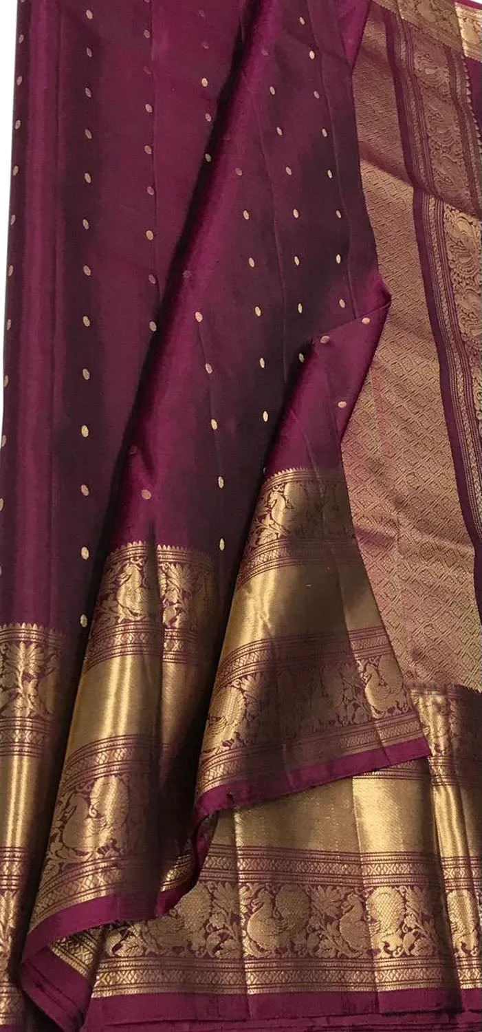 Exquisite Purple Kanjeevaram Handloom Pure Silk Saree: Timeless Elegance