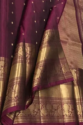 Exquisite Purple Kanjeevaram Handloom Pure Silk Saree: Timeless Elegance