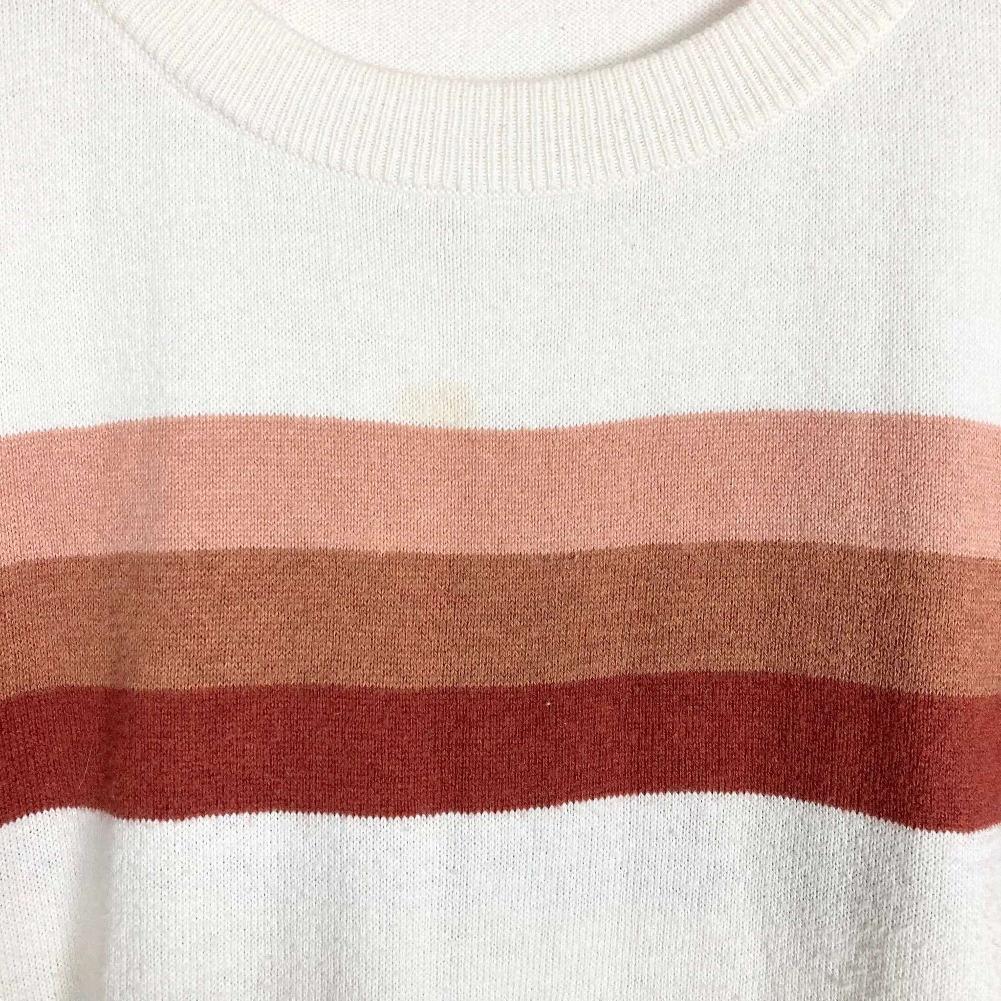 Faherty Cream Cashmere Blend with Blush/Brown/Brick Stripes Sweater- Size XL (see notes)