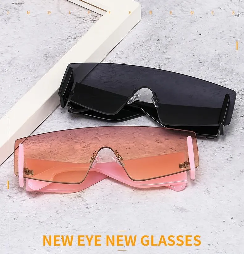 Fashion Ladies Rimless Frameless Square One Piece Sunglasses