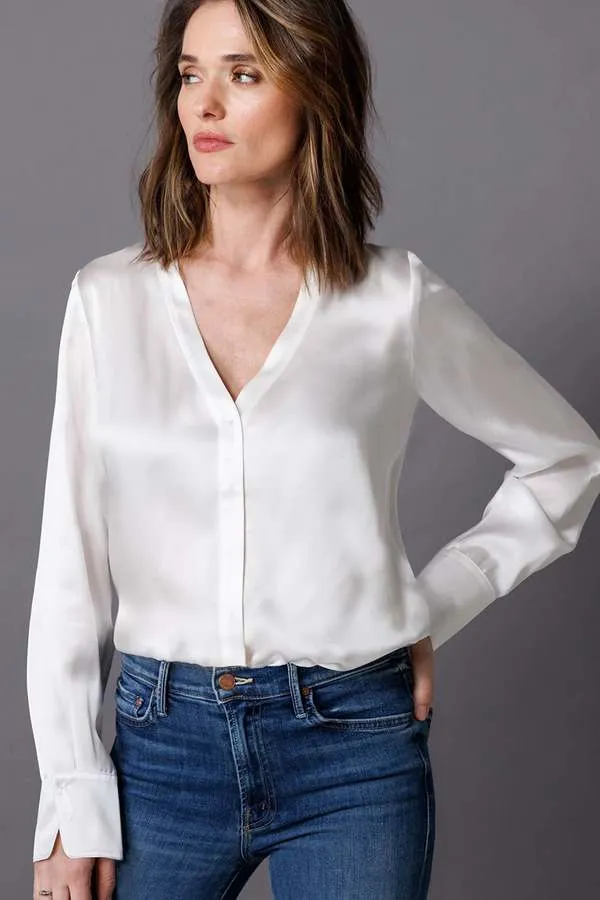 Go Silk Go Back To Office Blouse - White