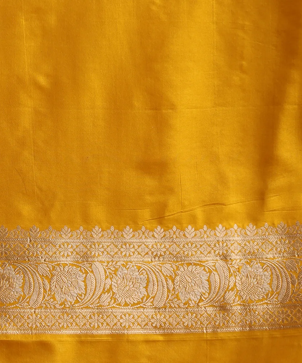 Handloom Mustard Pure Katan Silk Banarasi Saree With Sona Rupa Cutwork Jaal