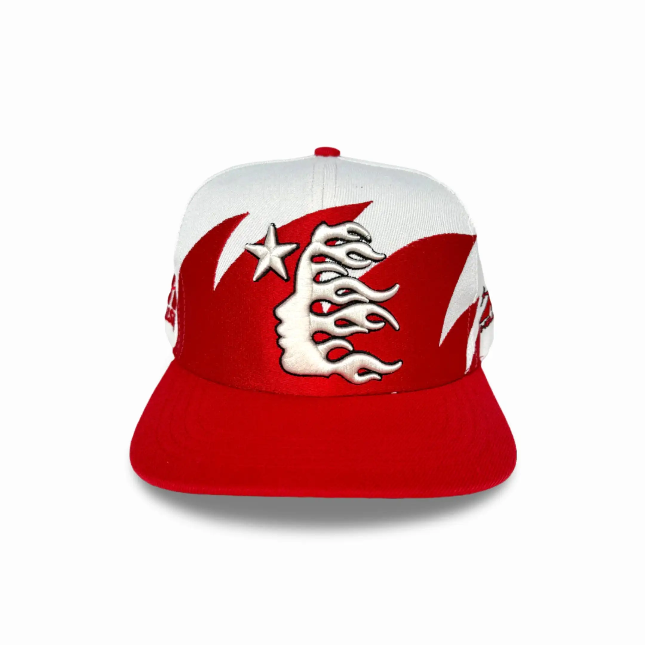 Hellstar Sports Snapback Hat 'Shark Teeth' Off White / Red SS24