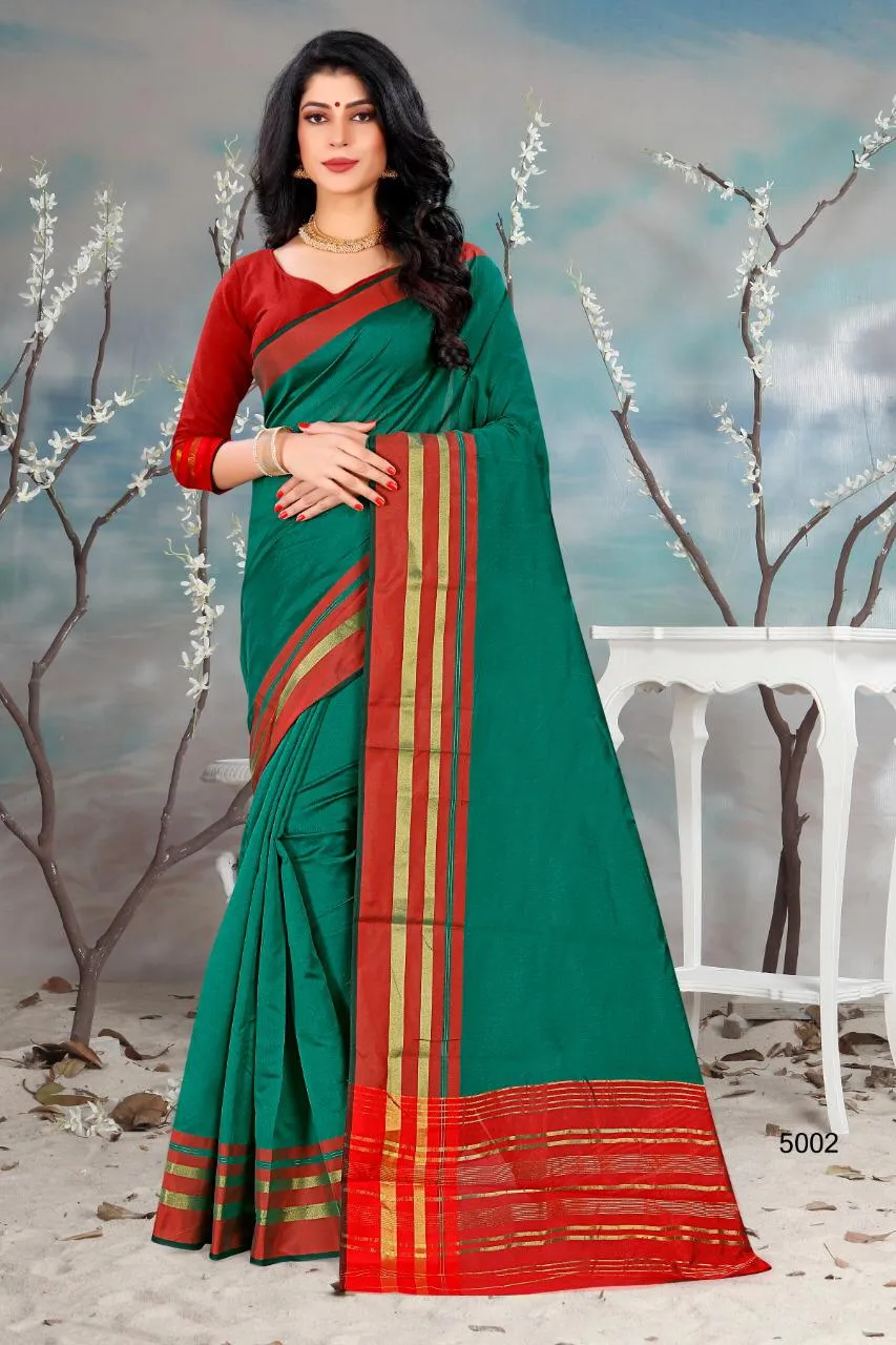 Hraj Shlmla Cotton Silk Fancy Wear Saree