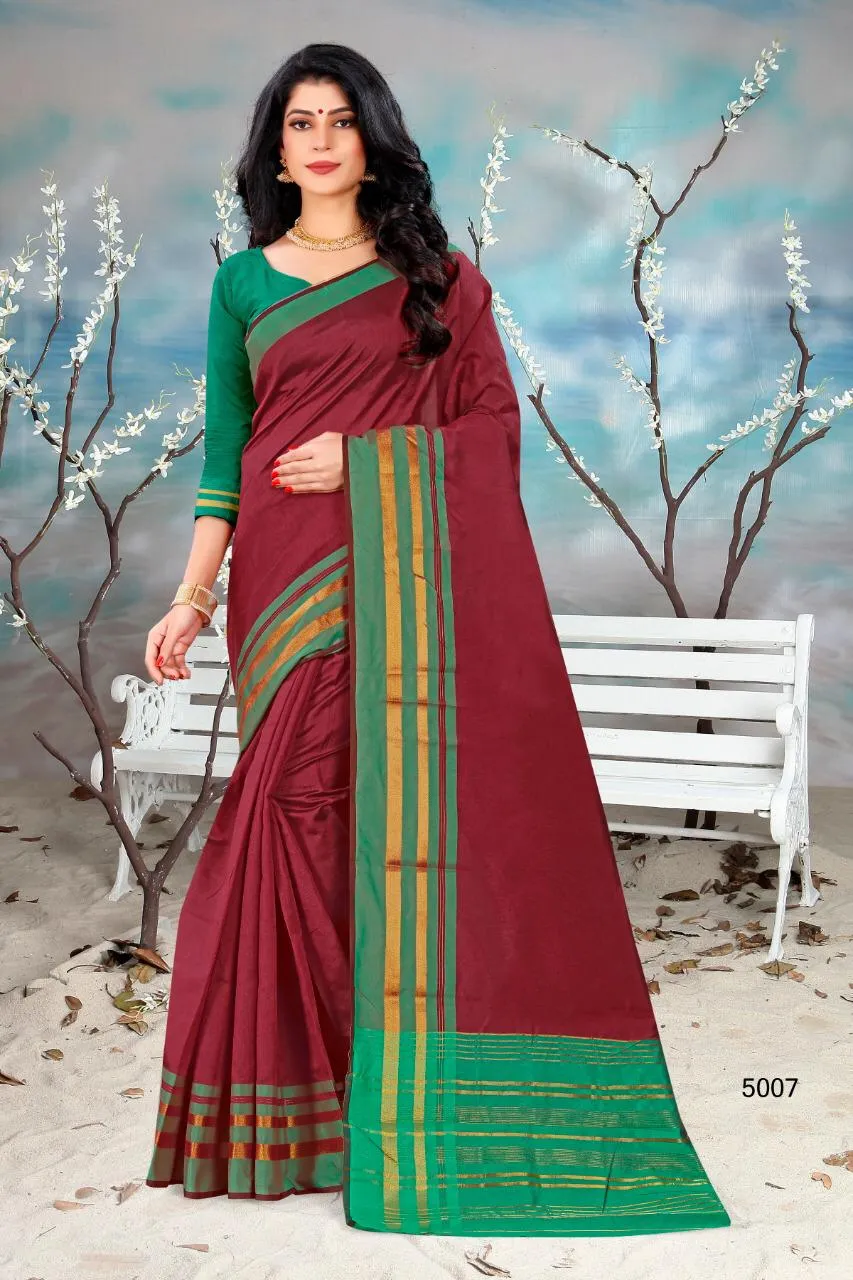 Hraj Shlmla Cotton Silk Fancy Wear Saree