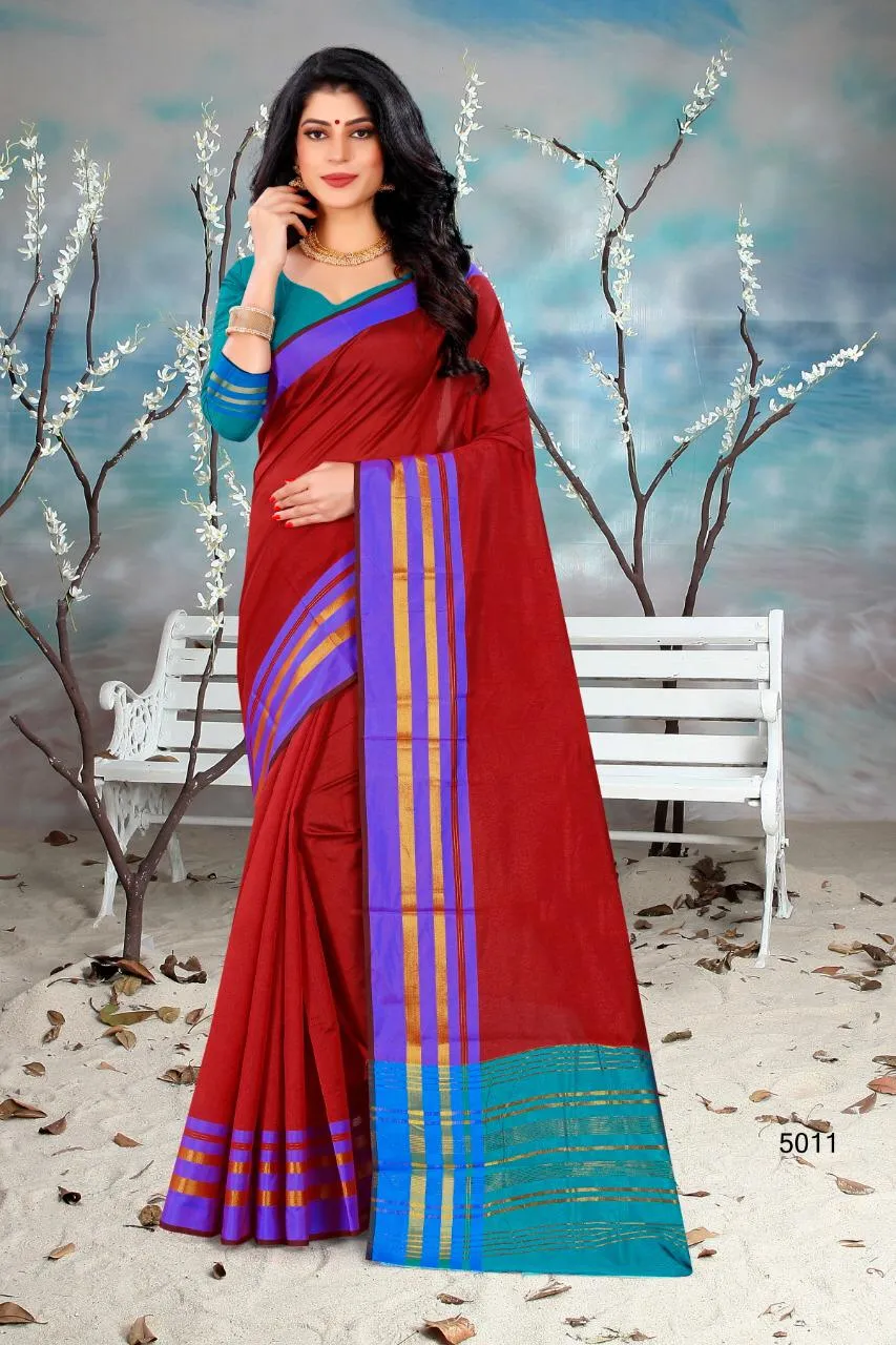 Hraj Shlmla Cotton Silk Fancy Wear Saree