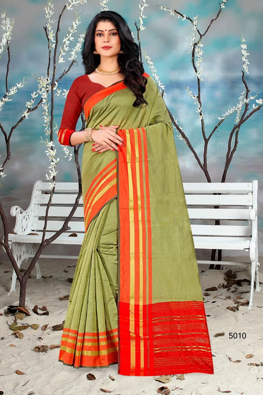 Hraj Shlmla Cotton Silk Fancy Wear Saree