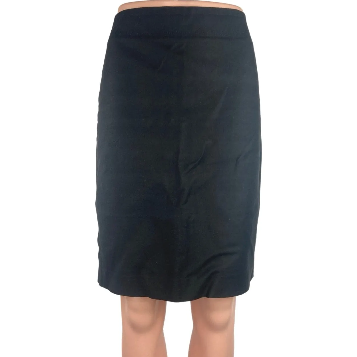 J.Crew Black Twill Straight Pencil Career Office Business Knee Length Skirt 0