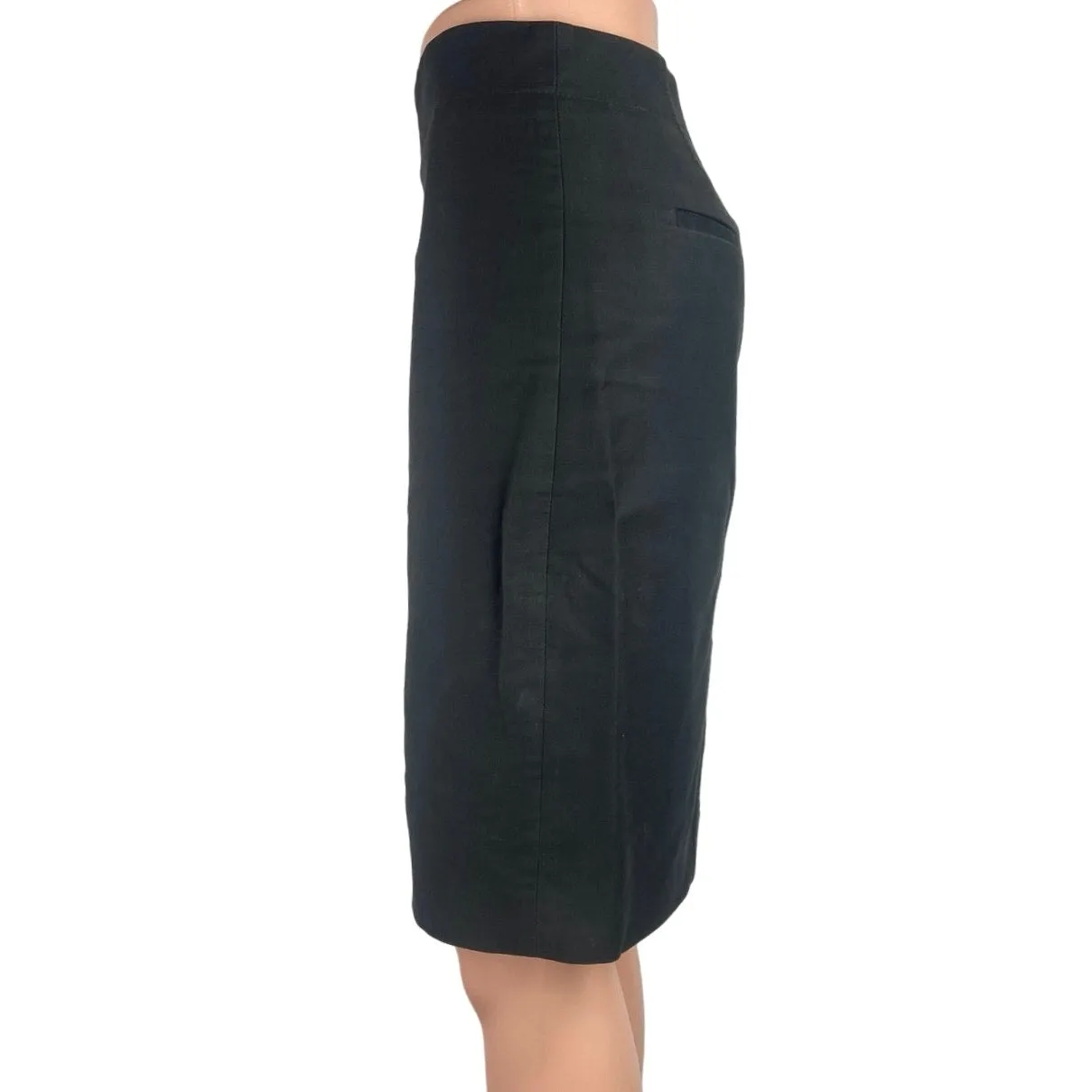 J.Crew Black Twill Straight Pencil Career Office Business Knee Length Skirt 0