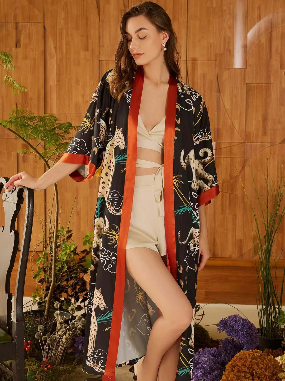 Jungle Animals Kimono Robe