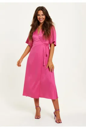 Liquorish Maxi Wrap Dress With Kimono Sleeves