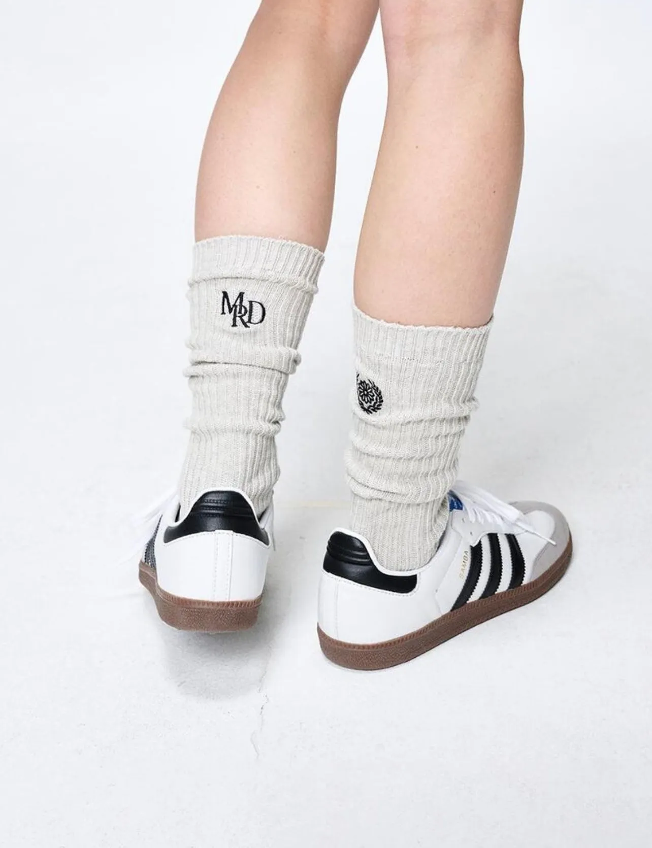 LONG SOCKS MRD LOGO HEATHER NAVY