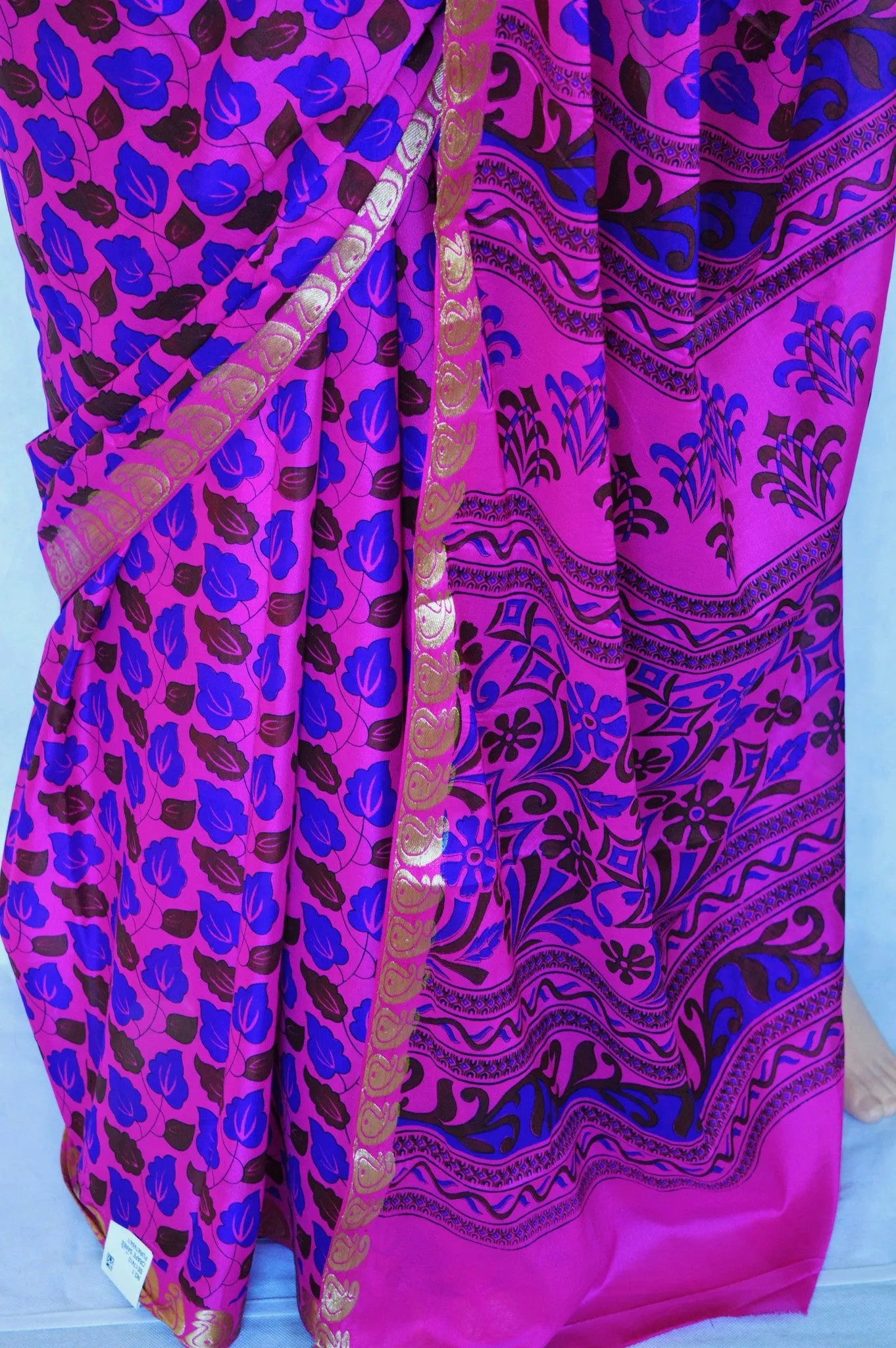 Magenta Colour Myzoor Silk Print Work Saree