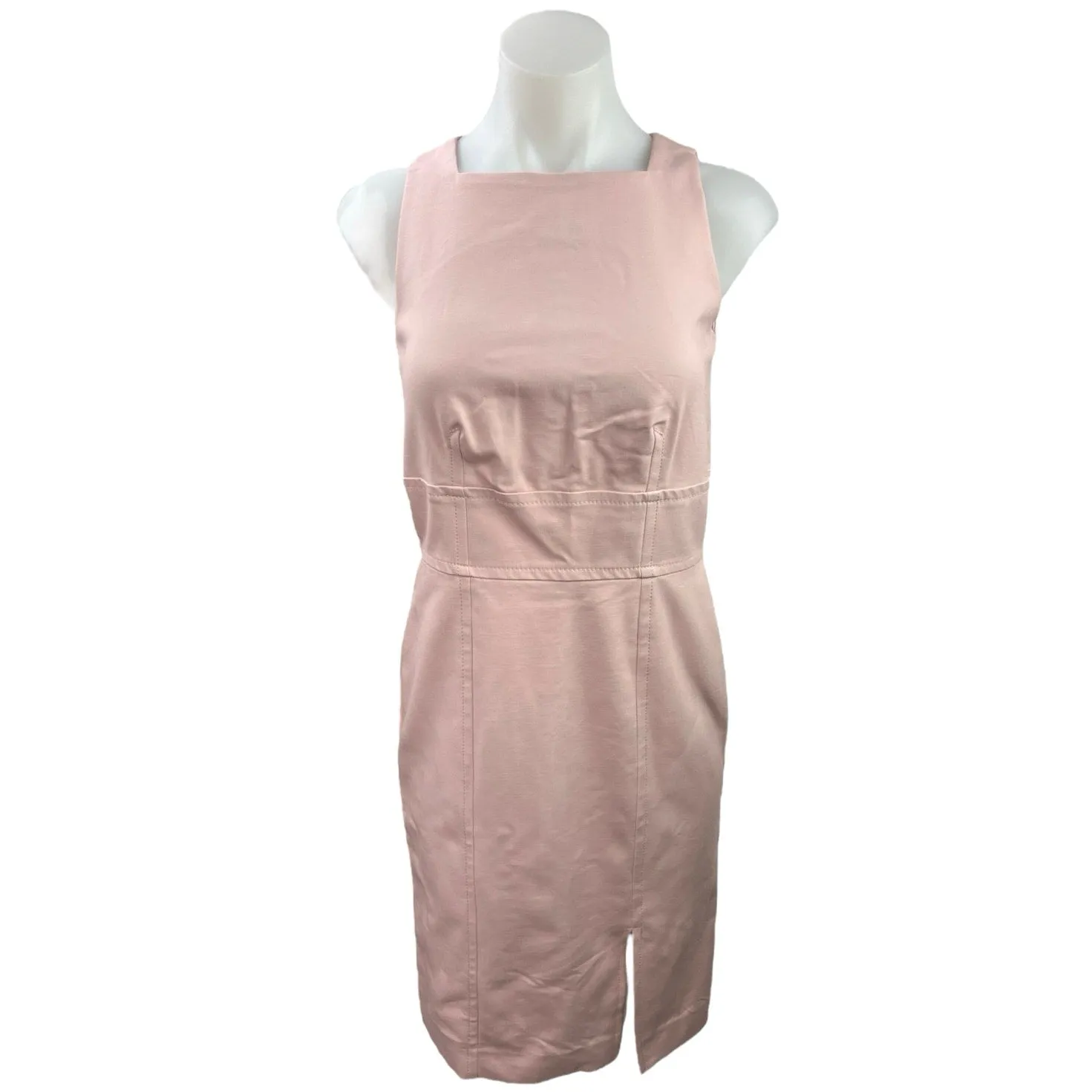 NEW Ann Taylor Pink Sleeveless Slit Career Office Business Sheath Mini Dress 0