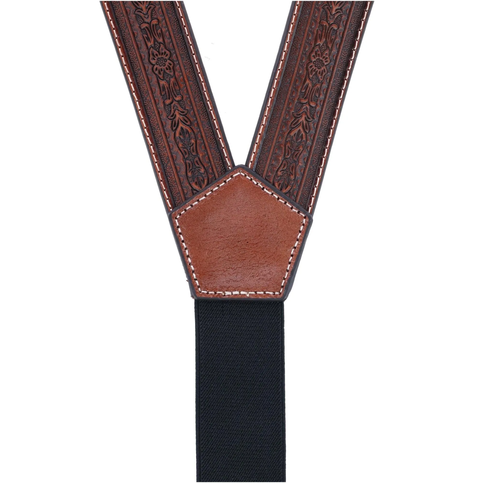 Nocona Belt Co Men's Antique Leather Buckle Suspenders with Detail Inlay