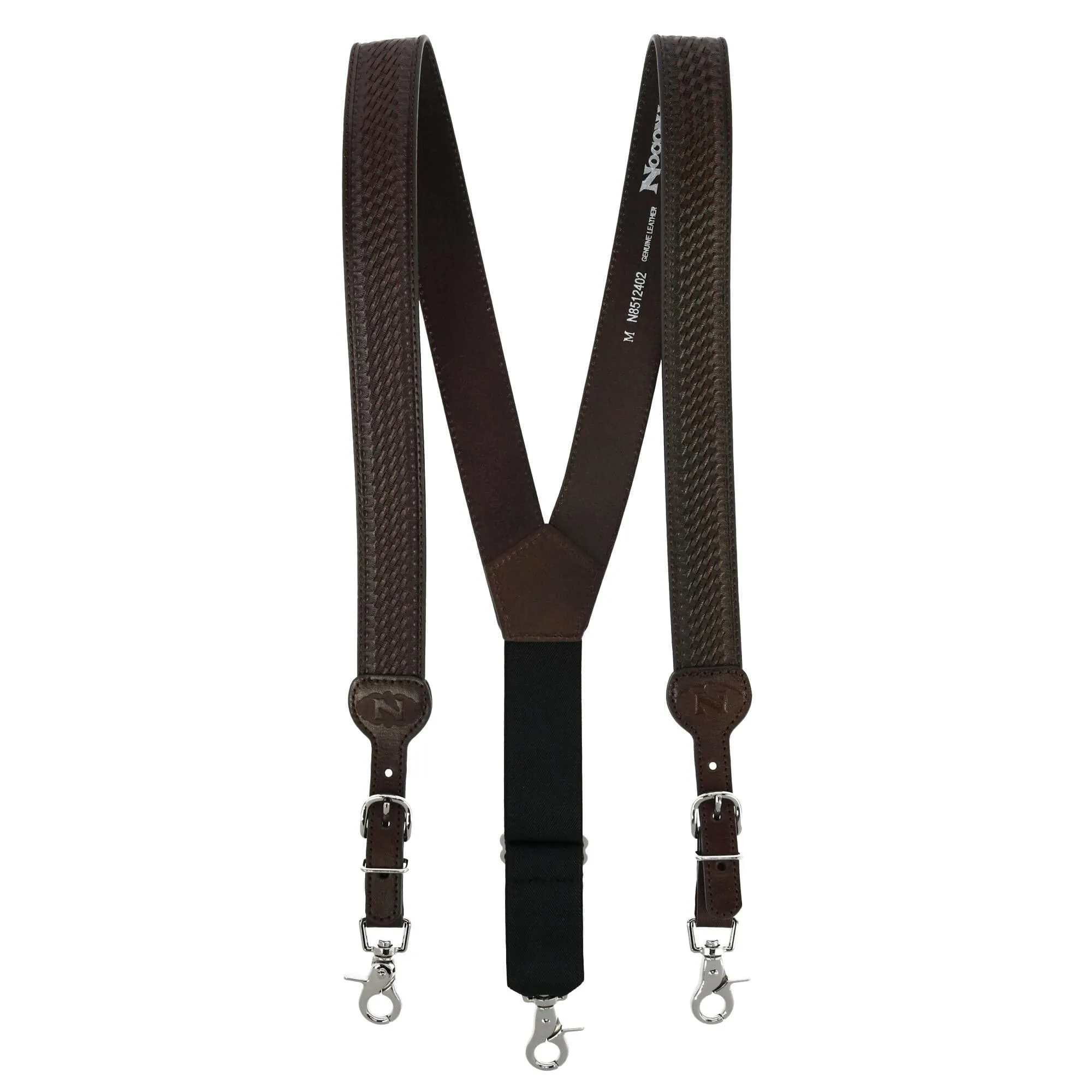 Nocona Belt Co Men's Big & Tall Leather Braided Suspenders with Buckle Ends