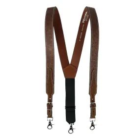 Nocona Belt Co Men's Leather Ostrich Print Suspenders with Braided Detail