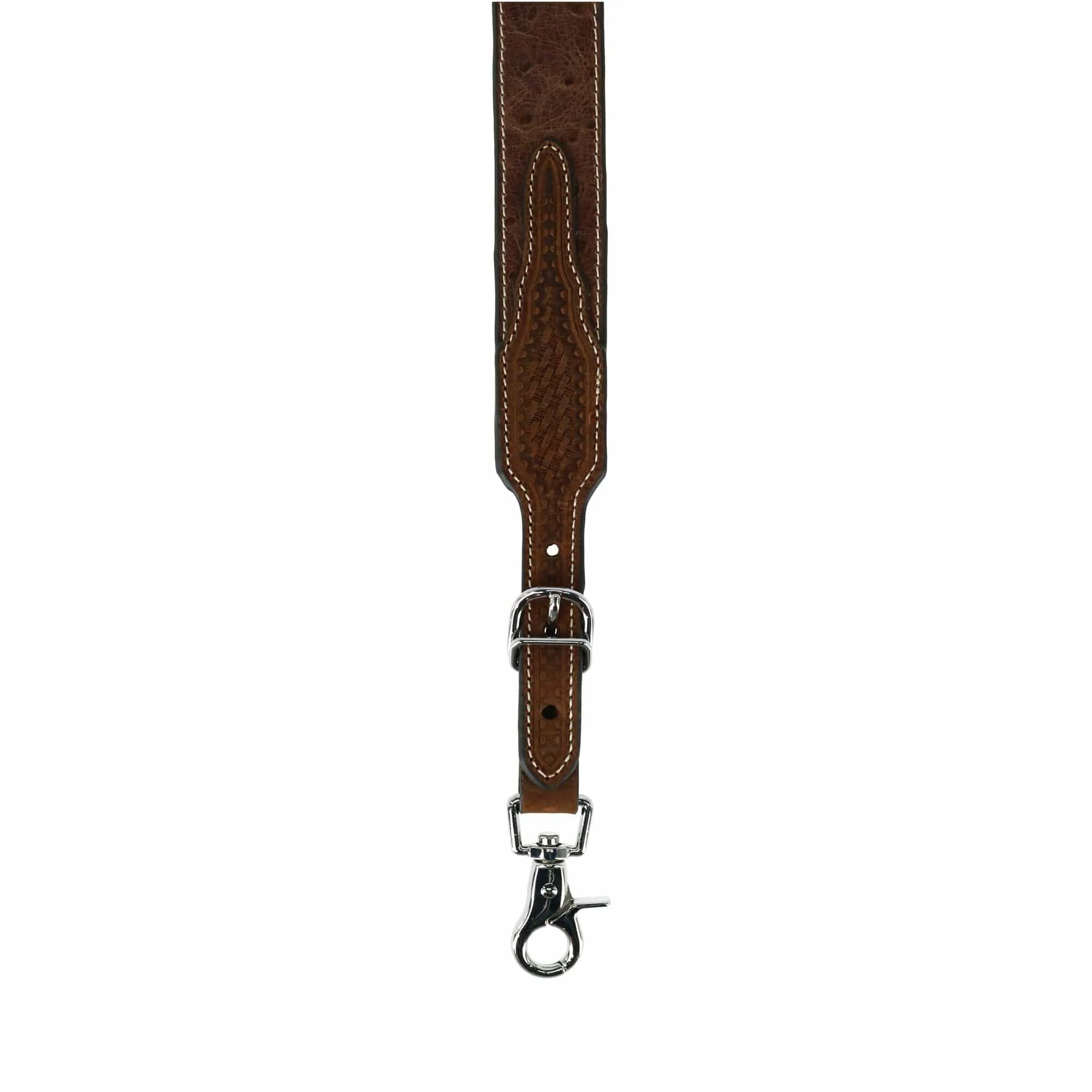 Nocona Belt Co Men's Leather Ostrich Print Suspenders with Braided Detail