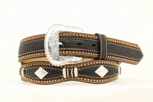 Nocona Mens Basket Weave Overlay Belt