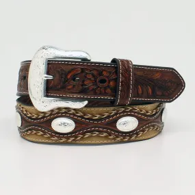 Nocona Men's Embossed Tabs Oval Conchos Belt