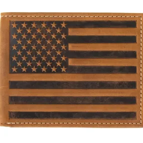 Nocona Men's Leather Embossed American Flag Bi-Fold Wallet