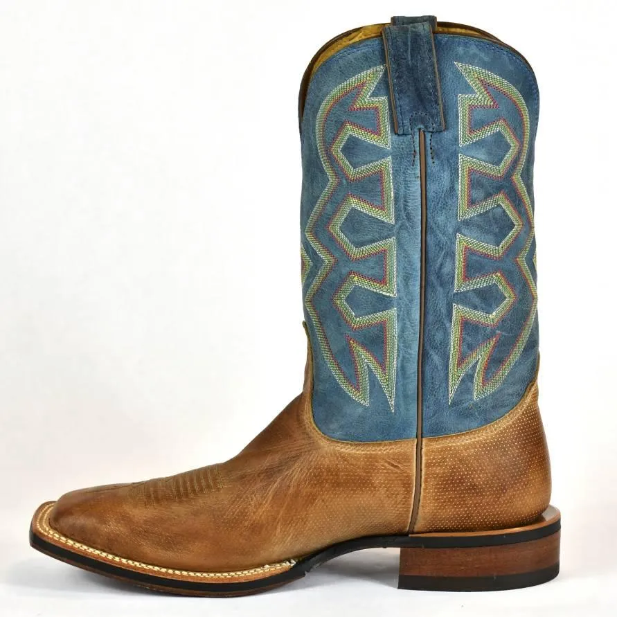 Nocona Men's Roper Cowboy Boot- Blue Denim Shaft - Tan Foot MD5301