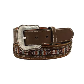 Nocona Men's Southwest Pattern Inlay Brown Belt