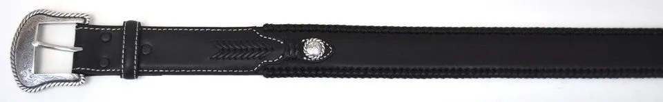 Nocona Men's Western Lace Edge Round Concho Leather Belt-Black