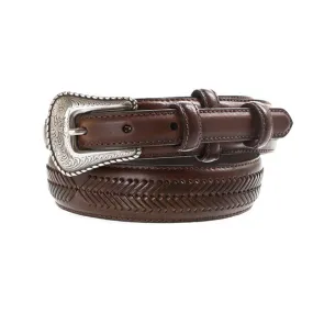 Nocona Men's Western Ranger Arrow Lacing Leather Belt-Brown