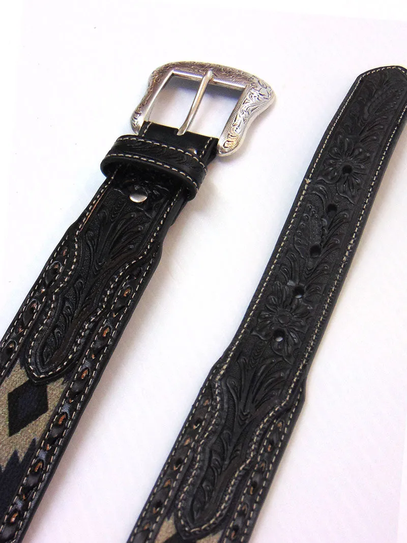 Nocona N210002706 Mens Southwest Fabric Western Belt Buck Lace Grey - B