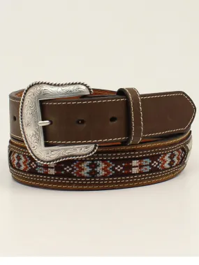 Nocona N210003502 Mens Southwest Pattern Inlay Round Concho Belt Brown - B