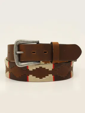 Nocona N210005905 Mens Embroidered Strap Belt Brown And Cream